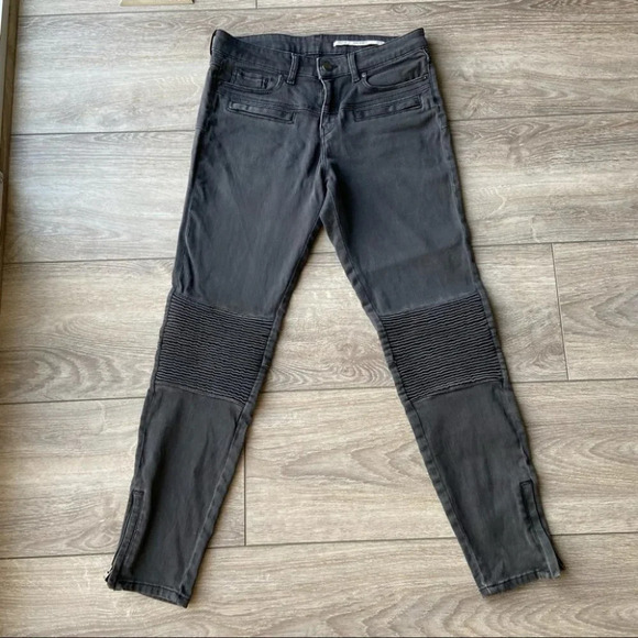 Zara Black Rock Denim Biker Moto Skinny Jeans - Picture 2 of 16